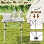 Table de camping pliable enroulable – Plateau en aluminium, pieds en métal, sac de transport, 68 kg, argent