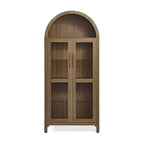 VIYET 67 Arched Storage Cabinet - LED Lamp, Brown MDF, Adjustable Glass Partitions