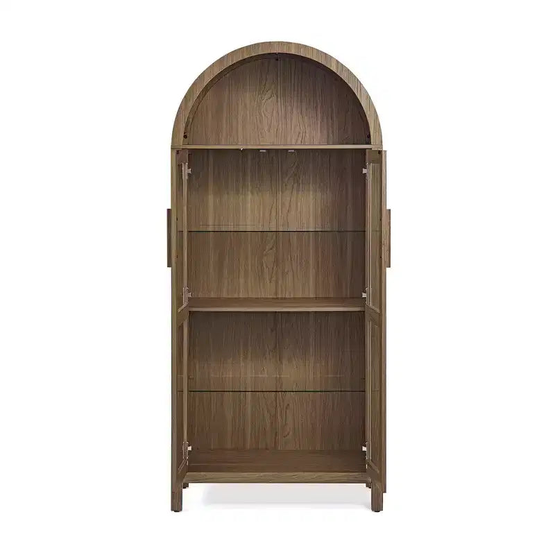 Meuble de rangement arqué de 170 cm avec lampe LED et étagères en verre réglables