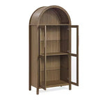 Meuble de rangement arqué de 170 cm avec lampe LED et étagères en verre réglables