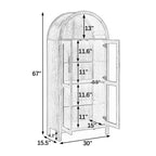 Meuble de rangement arqué de 170 cm avec lampe LED et étagères en verre réglables
