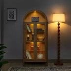 Meuble de rangement arqué de 170 cm avec lampe LED et étagères en verre réglables