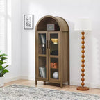 Meuble de rangement arqué de 170 cm avec lampe LED et étagères en verre réglables