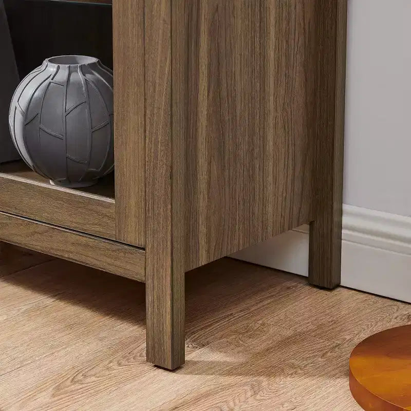 Meuble de rangement arqué de 170 cm avec lampe LED et étagères en verre réglables