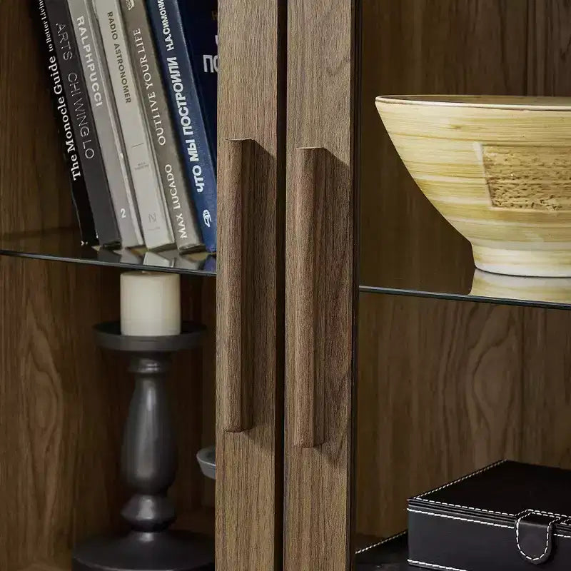 Meuble de rangement arqué de 170 cm avec lampe LED et étagères en verre réglables