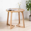 GDFStudio Halston Mid Century Modern 24 Inch Round Wood End Table with V-Shaped Legs