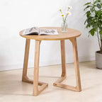 GDFStudio Halston Mid Century Modern 24 Inch Round Wood End Table with V-Shaped Legs