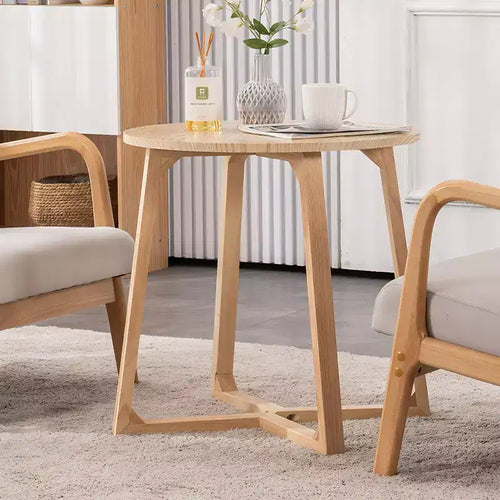 Table d'appoint ronde de 24 pouces de style Mid-Century avec pieds en V