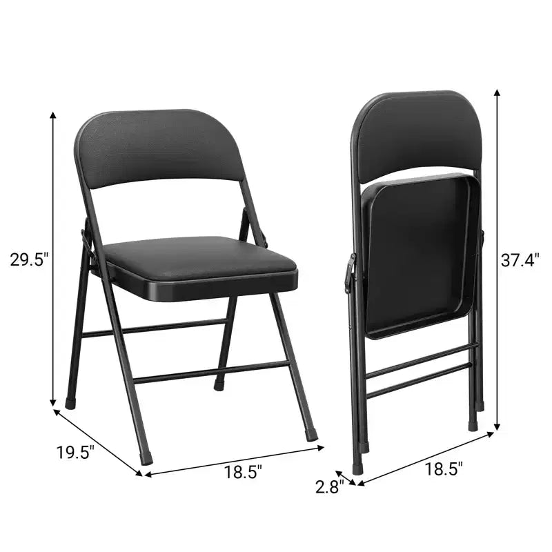 Lot de 4 chaises pliantes rembourrées – Cuir PU, capacité de 158 kg, noir