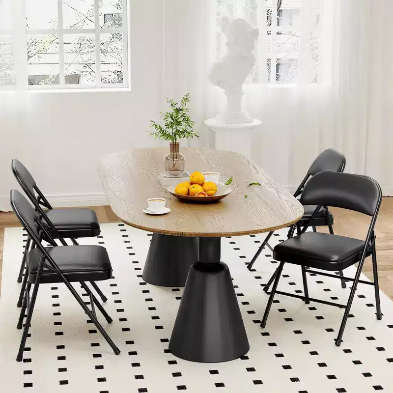 Lot de 4 chaises pliantes rembourrées – Cuir PU, capacité de 158 kg, noir
