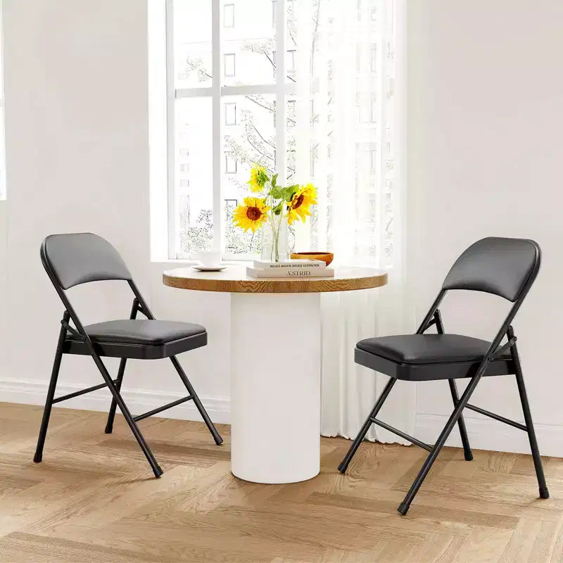 Lot de 4 chaises pliantes rembourrées – Cuir PU, capacité de 158 kg, noir