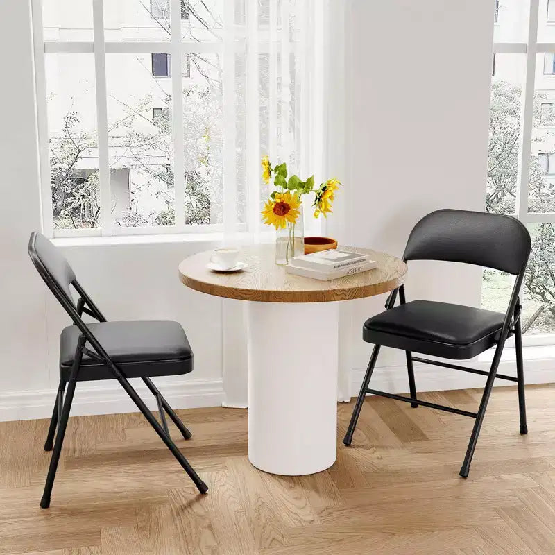 Lot de 4 chaises pliantes rembourrées – Cuir PU, capacité de 158 kg, noir