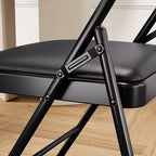 Lot de 4 chaises pliantes rembourrées – Cuir PU, capacité de 158 kg, noir