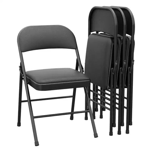 4 Pack Folding Chairs with Padded Cushions, Padded Foldable Chair Hold Up to 350 LB, Portable Black Folding Chair Suitable for Dining Room