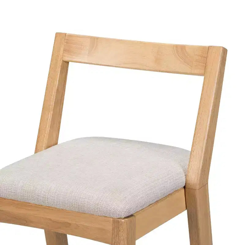 Lot de 2 tabourets de bar modernes en bois avec dossier incurvé – Assise tapissée beige, hauteur d'assise de 76 cm
