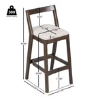 Lot de 2 tabourets de bar modernes en bois avec dossier incurvé – Assise tapissée beige, hauteur d'assise de 76 cm