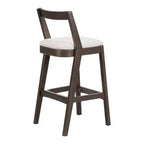 Lot de 2 tabourets de bar modernes en bois avec dossier incurvé – Assise tapissée beige, hauteur d'assise de 76 cm