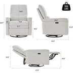 Fauteuil inclinable, pivotant et berçant motorisé avec ports USB et USB-C, fauteuil de nurserie avec support lombaire