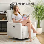 Fauteuil inclinable, pivotant et berçant motorisé avec ports USB et USB-C, fauteuil de nurserie avec support lombaire