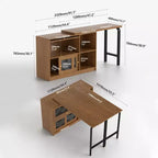 44" Extendable Dining Table with Storage Cabinet, Flip-Up & Sliding Doors – Walnut