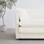 Canapé Causeuse 2 Places en Chenille Moderne avec 4 Oreillers – Blanc, Design Modulaire