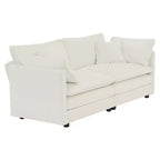 Canapé Causeuse 2 Places en Chenille Moderne avec 4 Oreillers – Blanc, Design Modulaire