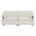 Canapé Causeuse 2 Places en Chenille Moderne avec 4 Oreillers – Blanc, Design Modulaire