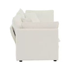 Canapé Causeuse 2 Places en Chenille Moderne avec 4 Oreillers – Blanc, Design Modulaire