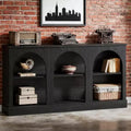 Lantine 63-Inch Narrow Entryway Table with 3-Tier Storage Shelf, Modern Farmhouse Sofa Console Table for Hallway, Living Room, Entrance, Black