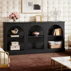 Console étroite d'entrée de 63 pouces avec étagère de rangement à 3 niveaux – Style Ferme Moderne, Noir