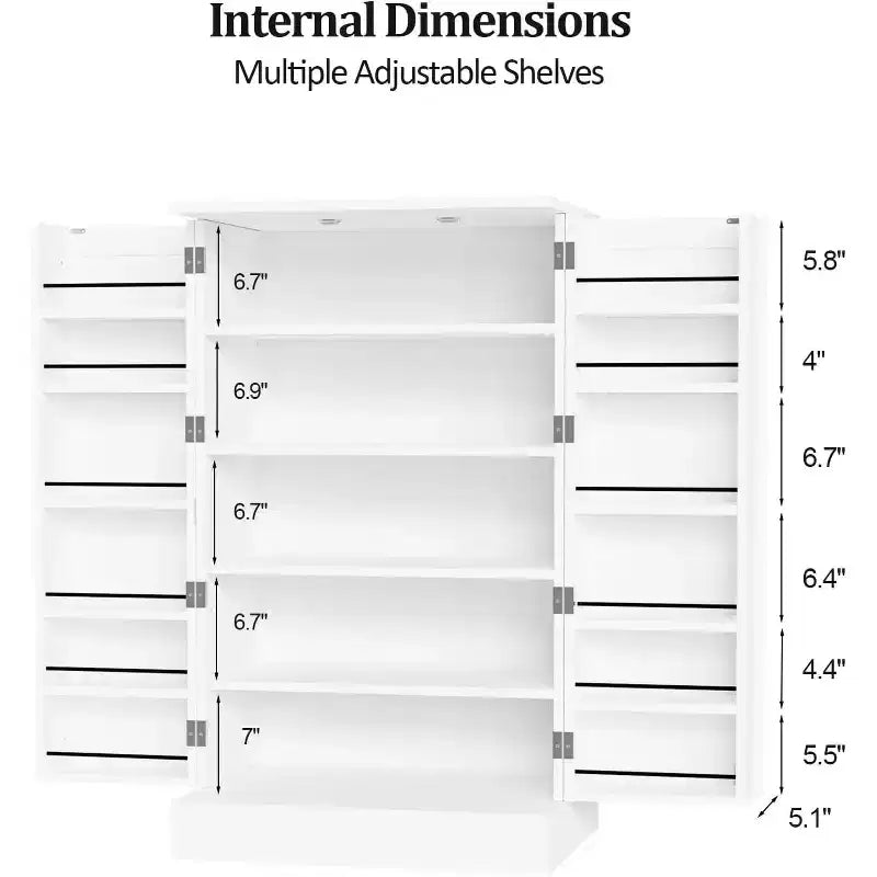 Meuble de cuisine blanc avec 2 portes et étagères réglables – Armoire de rangement pour aliments autoportante de 103 cm