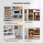 Meuble de cuisine blanc avec 2 portes et étagères réglables – Armoire de rangement pour aliments autoportante de 103 cm