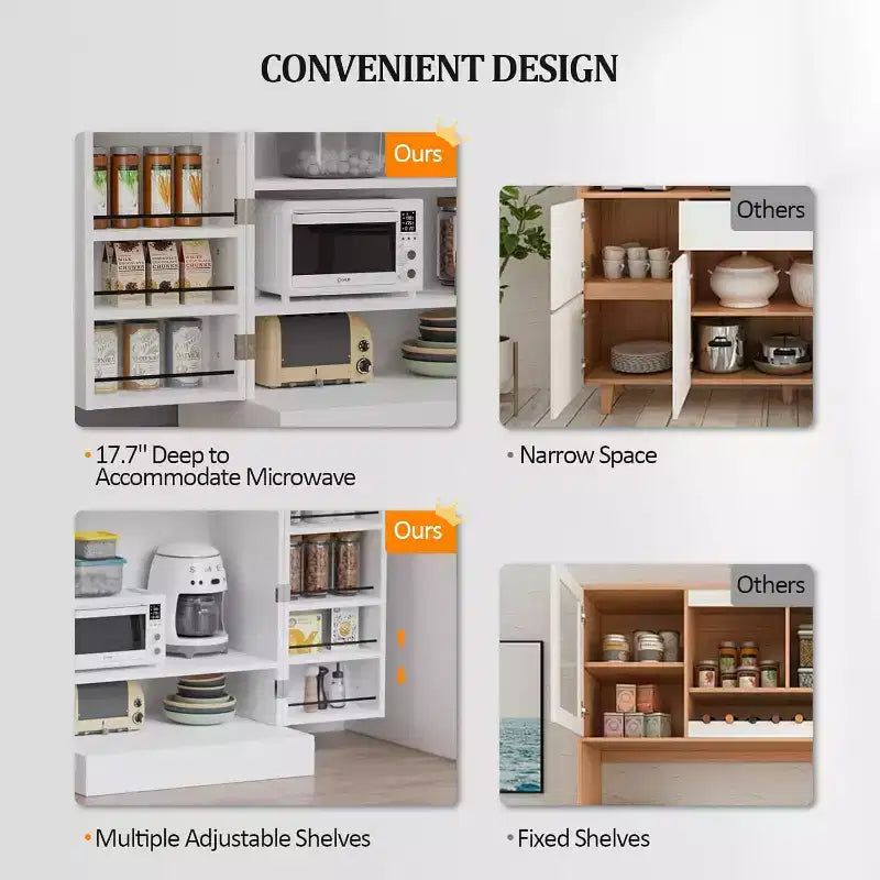 Meuble de cuisine blanc avec 2 portes et étagères réglables – Armoire de rangement pour aliments autoportante de 103 cm