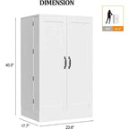 Meuble de cuisine blanc avec 2 portes et étagères réglables – Armoire de rangement pour aliments autoportante de 103 cm