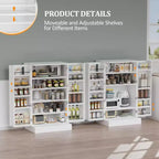 Meuble de cuisine blanc avec 2 portes et étagères réglables – Armoire de rangement pour aliments autoportante de 103 cm