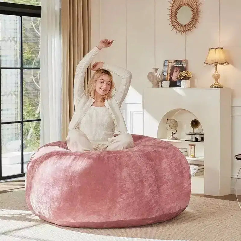 Pouf poire en mousse à mémoire de forme 120 cm avec housse amovible en flanelle – Salon et chambre à coucher