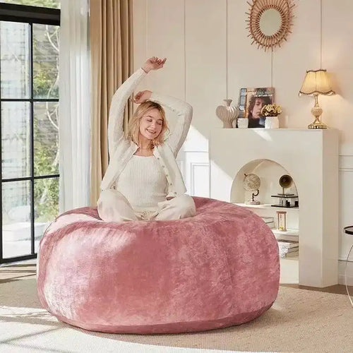 Pouf poire en mousse à mémoire de forme 120 cm avec housse amovible en flanelle – Salon et chambre à coucher