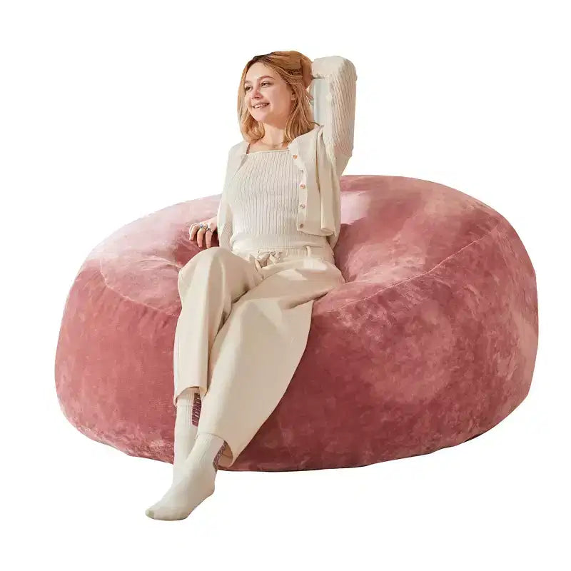 Pouf poire en mousse à mémoire de forme 120 cm avec housse amovible en flanelle – Salon et chambre à coucher