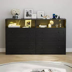 Commode à 3 tiroirs de 80 cm de large, avec étagère de rangement ouverte pour le salon, noire