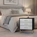 19" Myles Nightstand Black, Silver and Gold Finish - Acme Furniture: Contemporary Square Design, Metal Frame