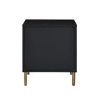 19" Contemporary Nightstand – Black, Silver & Gold Finish, Metal Frame with Drawer