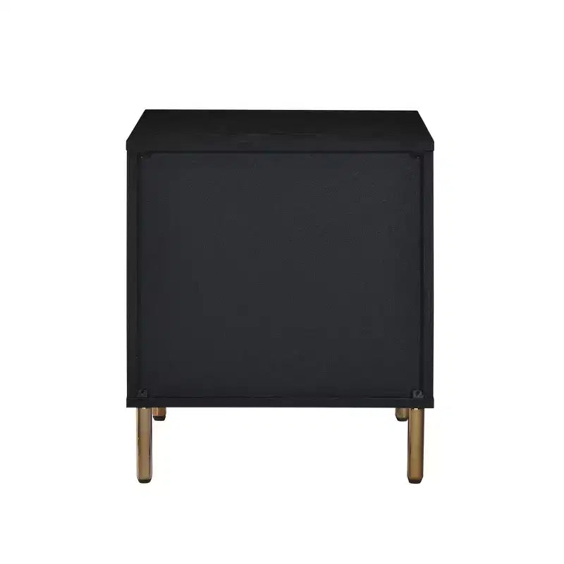 19" Contemporary Nightstand – Black, Silver & Gold Finish, Metal Frame with Drawer
