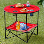 The Lakeside Collection Portable Folding Picnic Table with Shelf - Waterproof, Perfect For Outdoors -