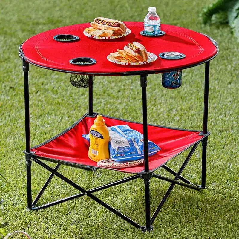 The Lakeside Collection Portable Folding Picnic Table with Shelf - Waterproof, Perfect For Outdoors -