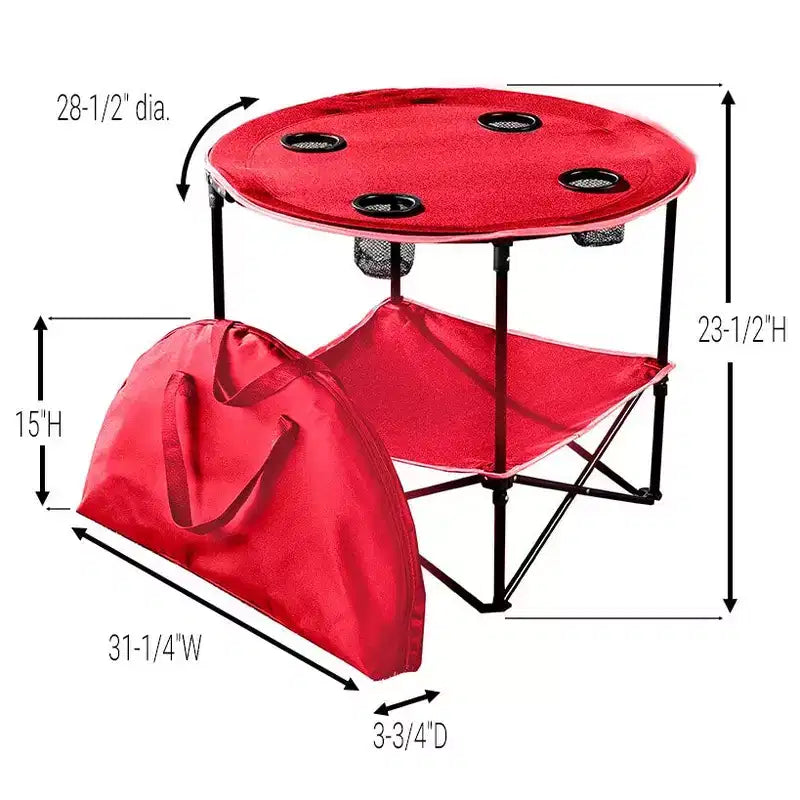 Table de pique-nique pliante portable avec étagère et porte-gobelets – Imperméable, utilisation extérieure, sac de transport inclus