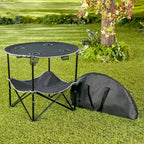 Table de pique-nique pliante portable avec étagère et porte-gobelets – Imperméable, utilisation extérieure, sac de transport inclus