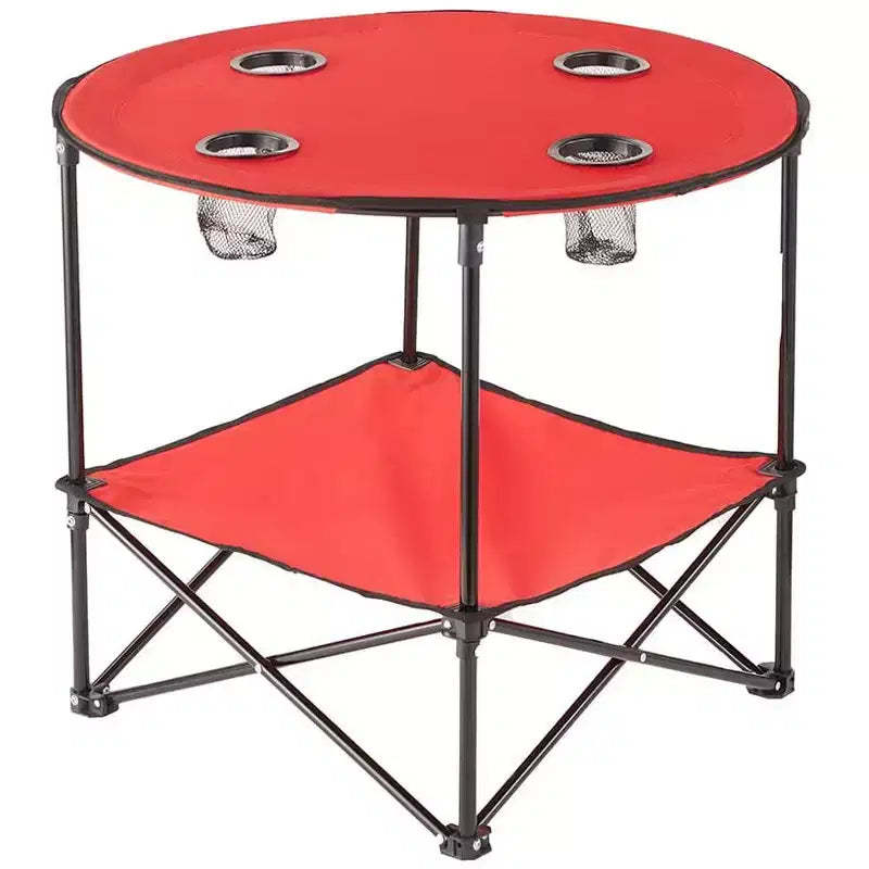 Table de pique-nique pliante portable avec étagère et porte-gobelets – Imperméable, utilisation extérieure, sac de transport inclus