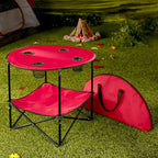 Table de pique-nique pliante portable avec étagère et porte-gobelets – Imperméable, utilisation extérieure, sac de transport inclus