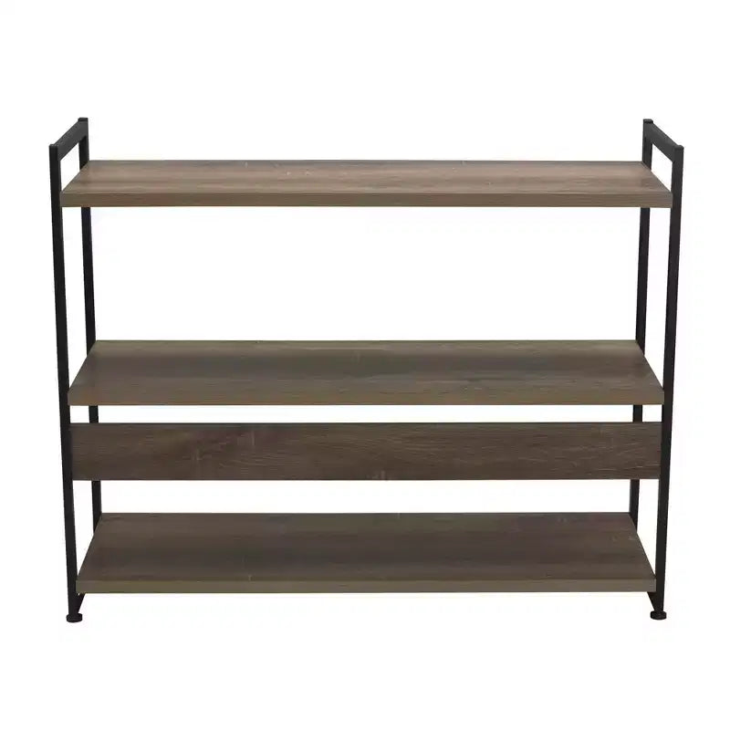 Bibliothèque à 3 étagères de 82,5 cm de large – Cadre en métal industriel, style Jamestown