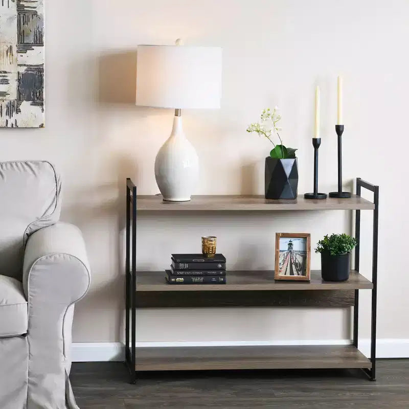 Bibliothèque à 3 étagères de 82,5 cm de large – Cadre en métal industriel, style Jamestown